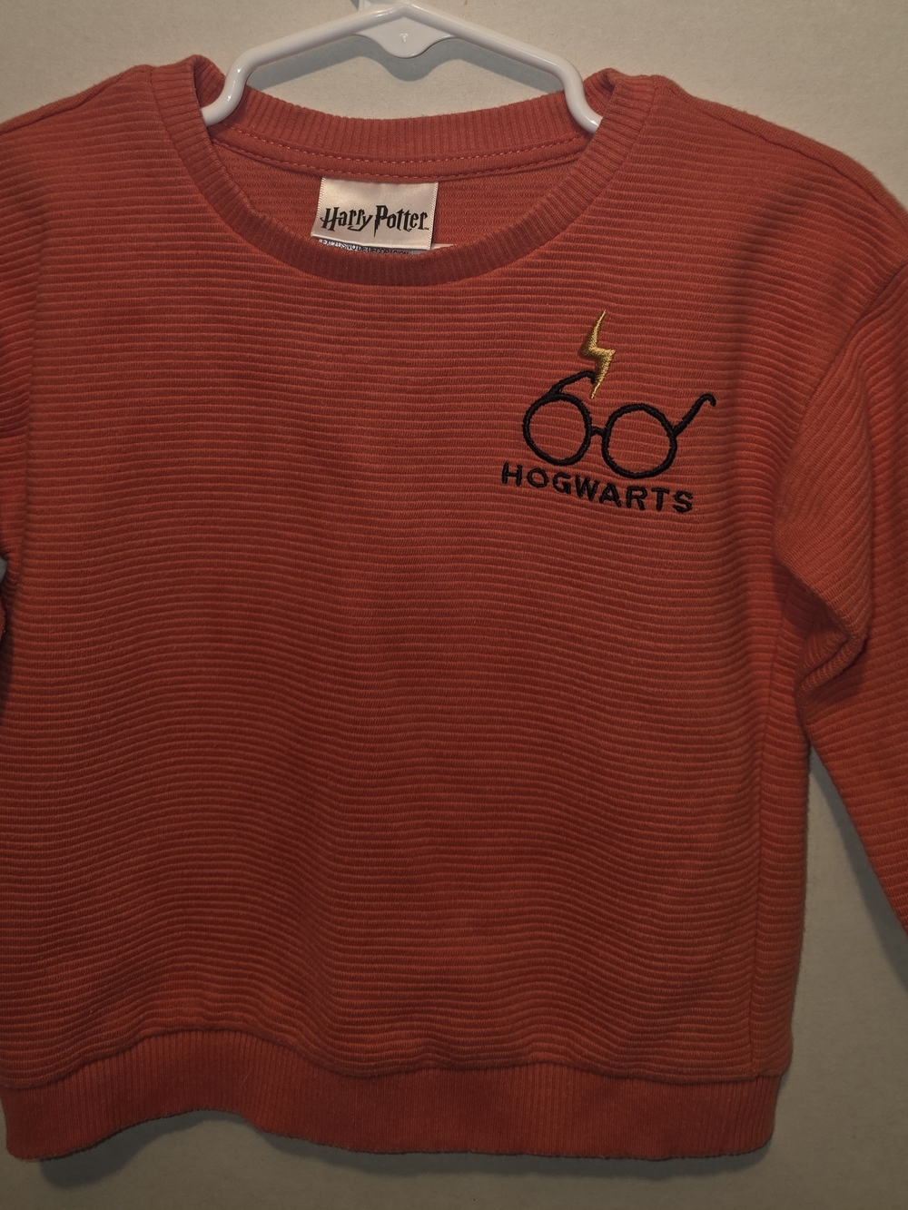 Kids Size 24M Harry Potter Orange Ribbed Sweatshirt with Embroidered Glasses
